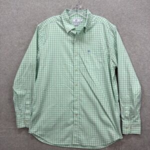 Southern Tide Shirt Mens Large Green Gingham Check Performance Stretch Active